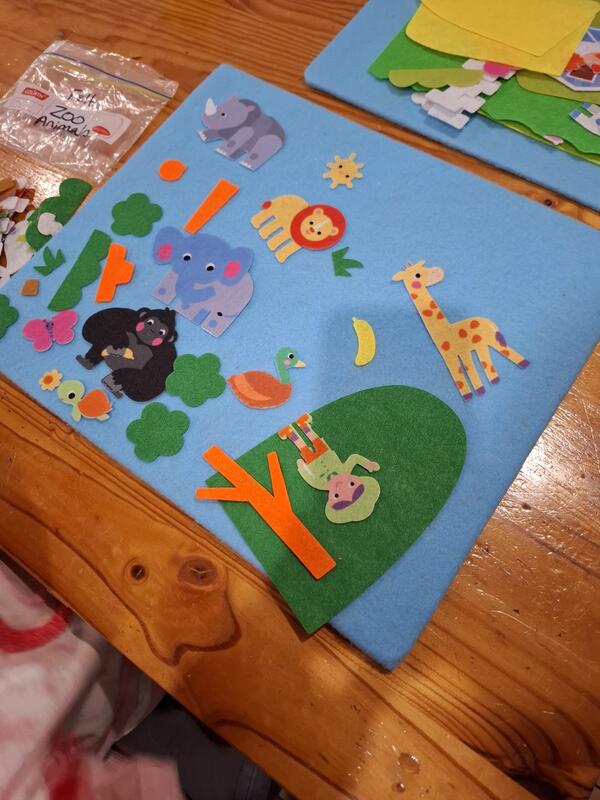 Arts and crafts activities at Aunty Joy's Place family day care - felt board animals, creative play